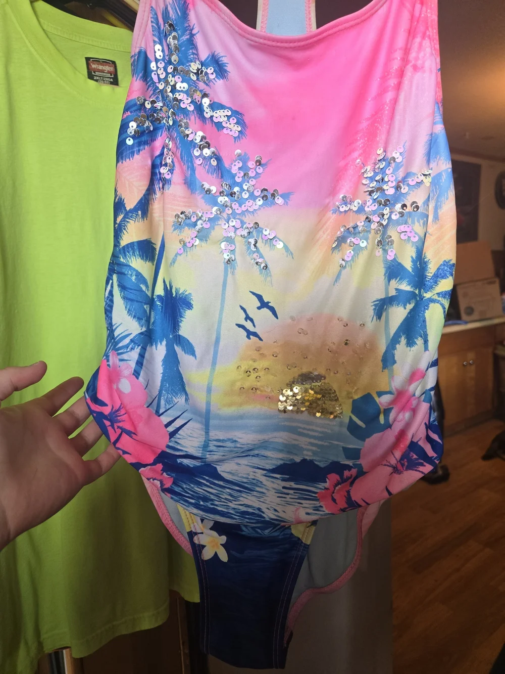 Multi-Color Tropical Print Swimsuit Bottoms - Blue, Pink, Yellow